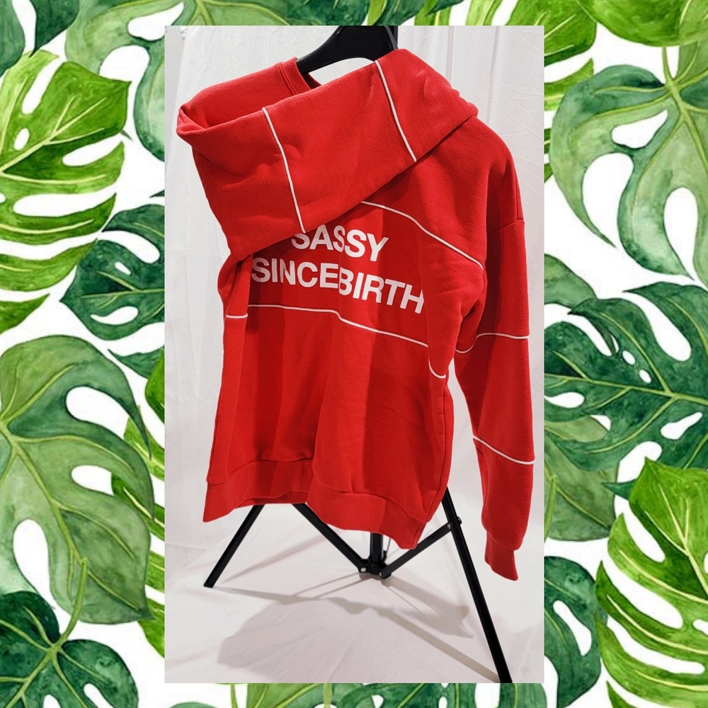 Sweatshirt, Vibrant Red, 'Sassy Since Birth'